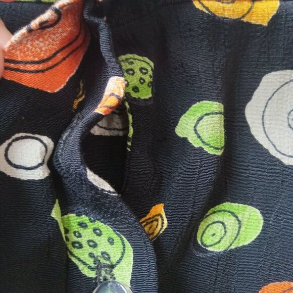 Vintage Mosaic Woman Black & Multicolor Fruit Print Plus Size Midi Length Skirt - Picture 7 of 12